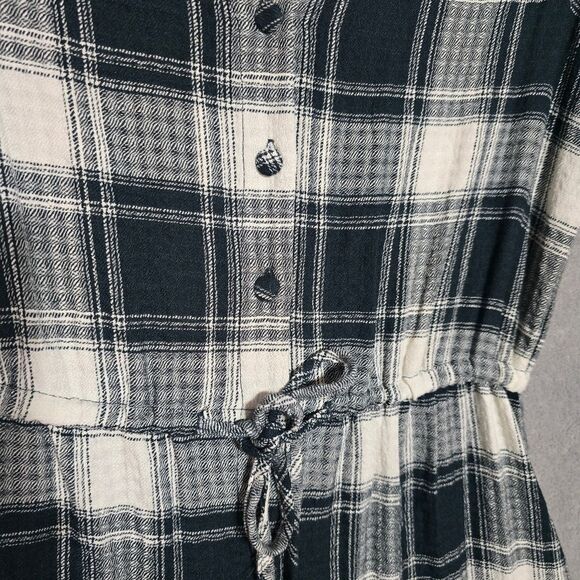 Knox Rose Plaid Long Sleeve Midi Shirt Dress Size XS Pockets Drawstring - Picture 3 of 8